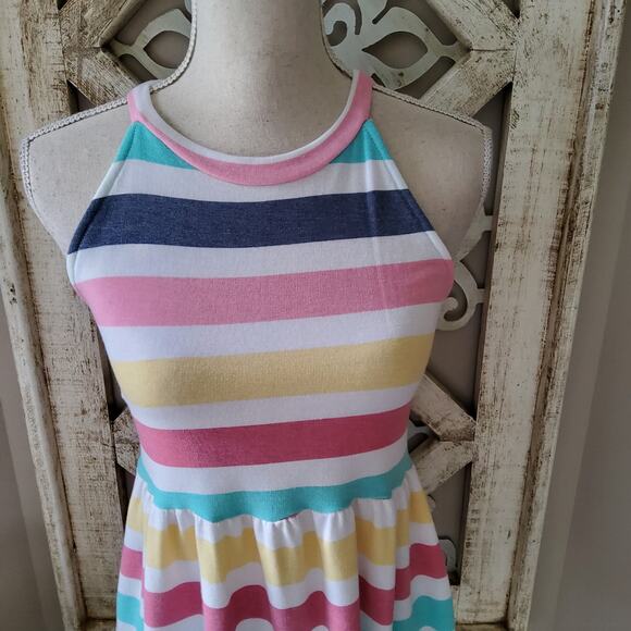 143 Story Women's Soft French Terry Stripe Babydoll Halter Tank Top Tunic - Picture 3 of 14